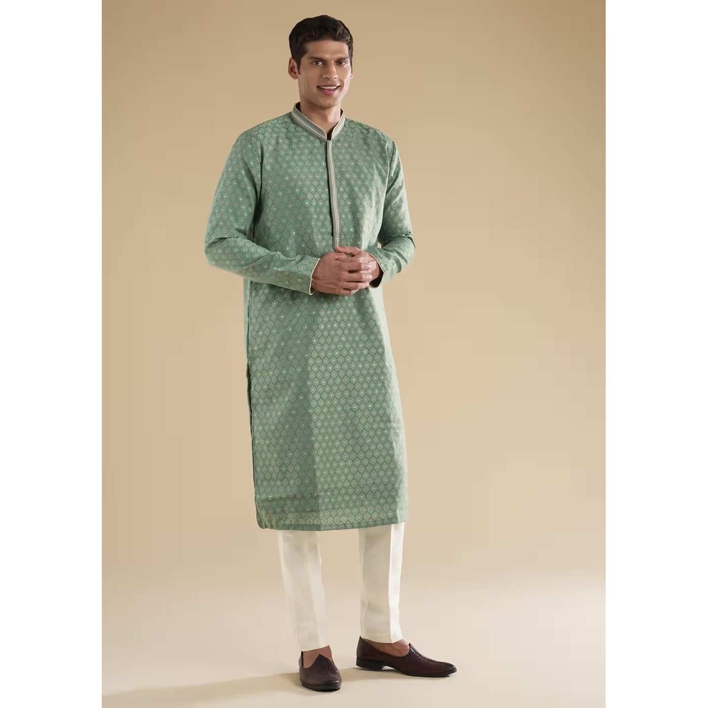 Kalki Green Banarasi Silk Kurta Set Size XL New With Tags